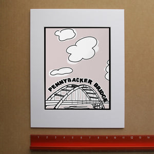Pennybacker 360 Bridge Austin print by Betsy Crum, hand-signed vertical fine art print
