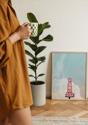 Alamo Drafthouse Austin Art print by Betsy Crum — framed with velvet mat