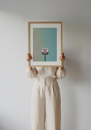 Holiday House Austin print by Betsy Crum — framed with velvet mat