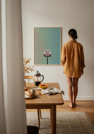Holiday House Austin print by Betsy Crum — framed with velvet mat