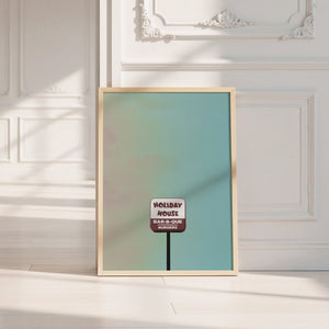 Holiday House Austin print by Betsy Crum — neutral frame room mockup