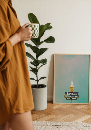 Sandy's Frozen Custard kitchen wall art print by Betsy Crum — framed with velvet mat
