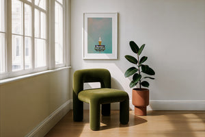 Sandy's Frozen Custard kitchen wall art print by Betsy Crum — framed with velvet mat