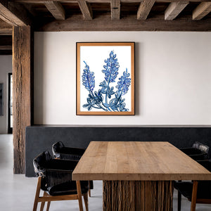 Bluebonnets Chinoiserie shown framed by Crum Art