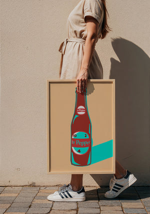 Dr Pepper 10 2 4 Bottle art print by Betsy Crum — framed with velvet mat
