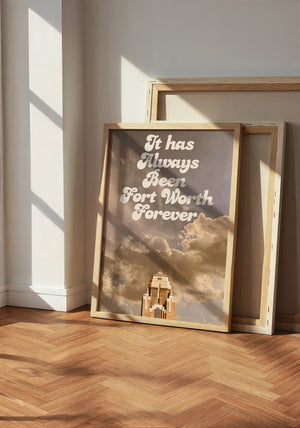 Fort Worth Forever art print by Betsy Crum — neutral frame room mockup