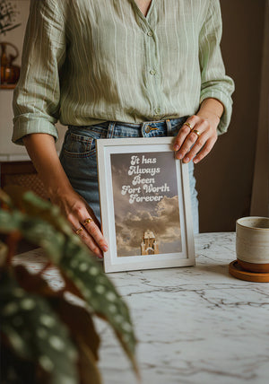 Fort Worth Forever art print by Betsy Crum — neutral frame room mockup