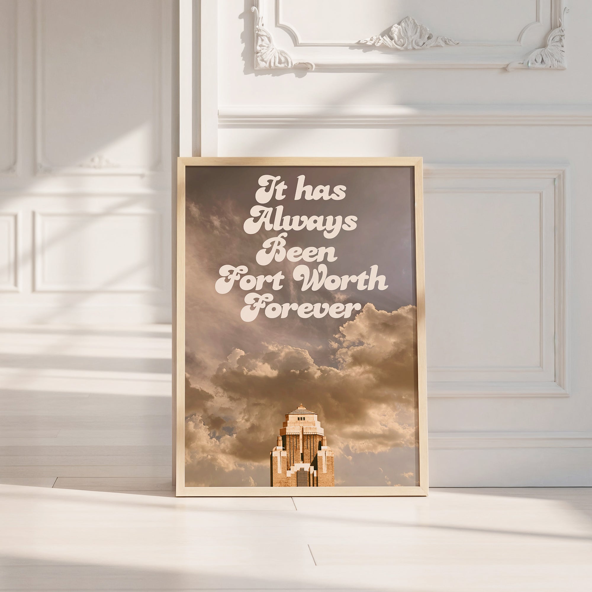 Fort Worth Forever art print by Betsy Crum — neutral frame room mockup