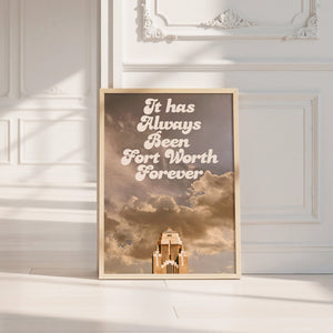 Fort Worth Forever art print by Betsy Crum — neutral frame room mockup