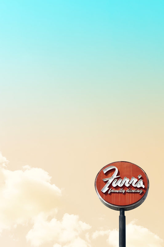 Fort Worth Furr vintage sign against blue sky art print by CRUM ART