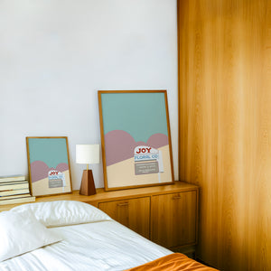 Joy Floral Camp Bowie Fort Worth art print by Betsy Crum — framed in a wood-accent room