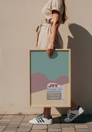 Joy Floral Camp Bowie Fort Worth art print by Betsy Crum — framed with velvet mat