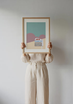 Joy Floral Camp Bowie Fort Worth art print by Betsy Crum — framed with velvet mat