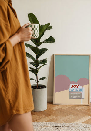 Joy Floral Camp Bowie Fort Worth art print by Betsy Crum — framed with velvet mat