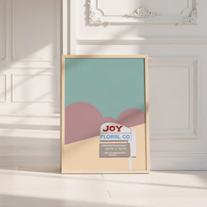 Joy Floral Camp Bowie Fort Worth art print by Betsy Crum — neutral frame room mockup