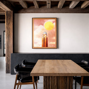Will Rogers Sun shown framed by Crum Art