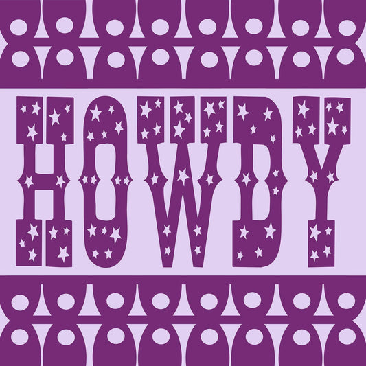 Howdy Tcu Texas Art Print by Betsy Crum in purple with star pattern on cotton rag paper