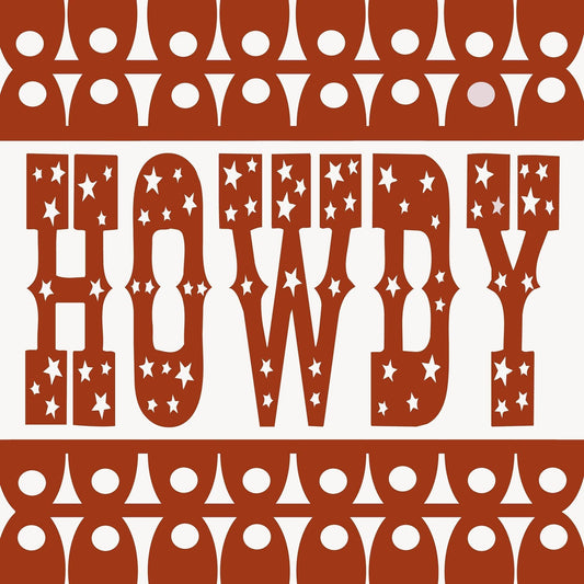 Howdy UT Texas art print with star and circle patterns by Betsy Crum on cotton rag paper