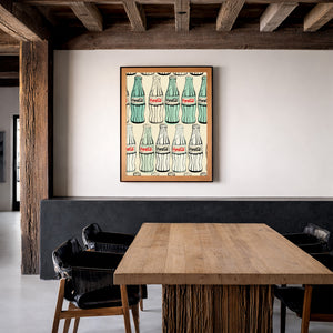 Coca-Cola Refresco Mexican Coke art print by Betsy Crum in rustic beam room