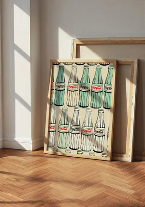 Coca-Cola Refresco kitchen wall art print by Betsy Crum — neutral frame room mockup
