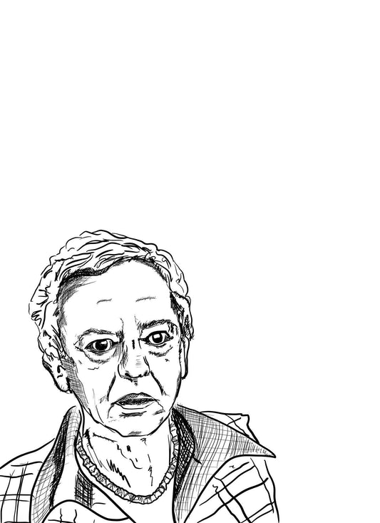 Mr. Furley Drawing Art Print black and white portrait sketch by Betsy Crum on cotton rag paper