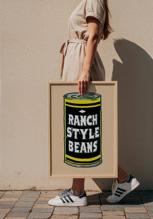 Ranch Style Beans kitchen wall art print by Betsy Crum — framed with velvet mat
