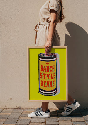 Ranch Style Beans kitchen wall art print by Betsy Crum — framed with velvet mat
