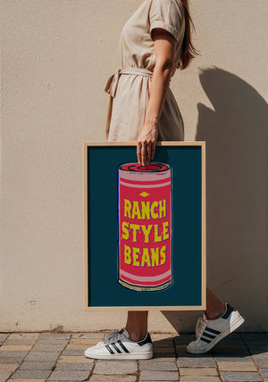 Ranch Style Beans kitchen wall art print by Betsy Crum — framed with velvet mat
