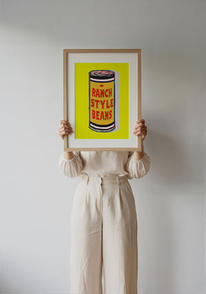 Ranch Style Beans kitchen wall art print by Betsy Crum — framed with velvet mat