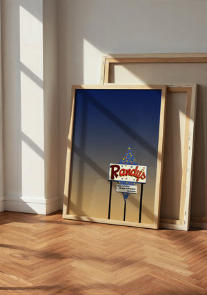 Randy's Bingo San Antonio art print by Betsy Crum — neutral frame room mockup