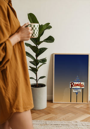 Randy's Bingo San Antonio art print by Betsy Crum — framed with velvet mat