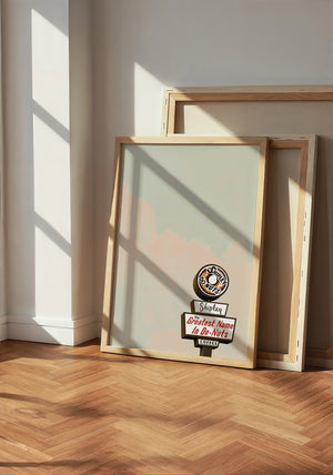 Shipley Do-Nuts Houston art print by Betsy Crum — neutral frame room mockup