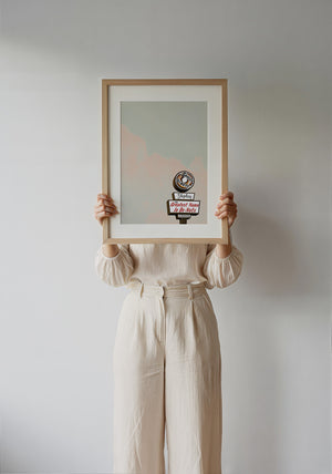 Shipley Do-Nuts Houston art print by Betsy Crum — framed with velvet mat
