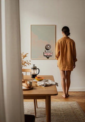 Shipley Do-Nuts Houston art print by Betsy Crum — framed with velvet mat