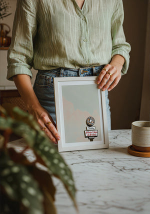 Shipley Do-Nuts Houston art print by Betsy Crum — neutral frame room mockup