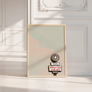 Shipley Do-Nuts Houston art print by Betsy Crum — neutral frame room mockup