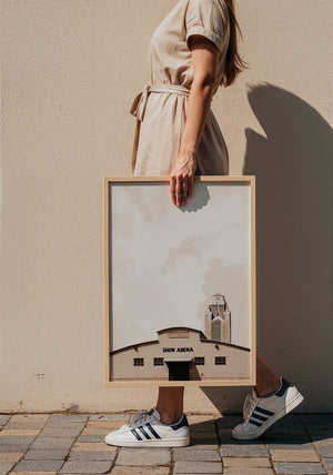 Show Arena Fort Worth art print by Betsy Crum — framed with velvet mat
