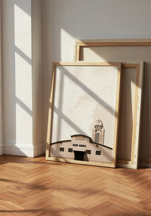 Show Arena Fort Worth art print by Betsy Crum — neutral frame room mockup