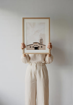 Show Arena Fort Worth art print by Betsy Crum — framed with velvet mat