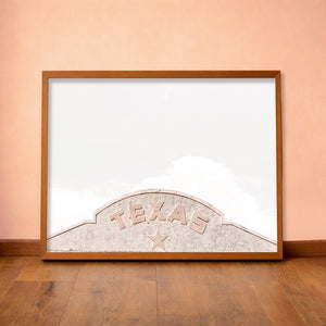 Marfa Building West Texas art print by Betsy Crum — horizontal room scene