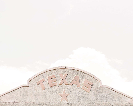 Texas Marfa Building Art Print textured wall with star and vintage Texas lettering