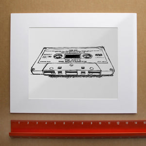 The Judy's Moo Cassette music wall art print by Betsy Crum — horizontal room scene
