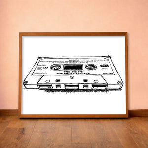 The Judy's Moo Cassette music wall art print by Betsy Crum — horizontal room scene