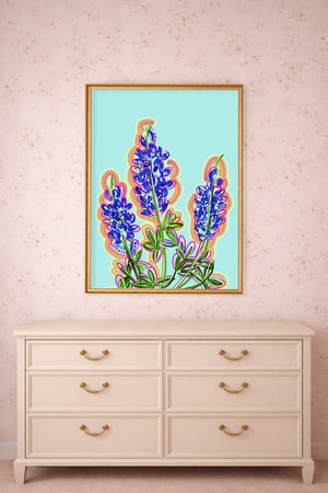 Bluebonnet Art Print — Aqua Hill Country Texas Wall Decor | Betsy Crum