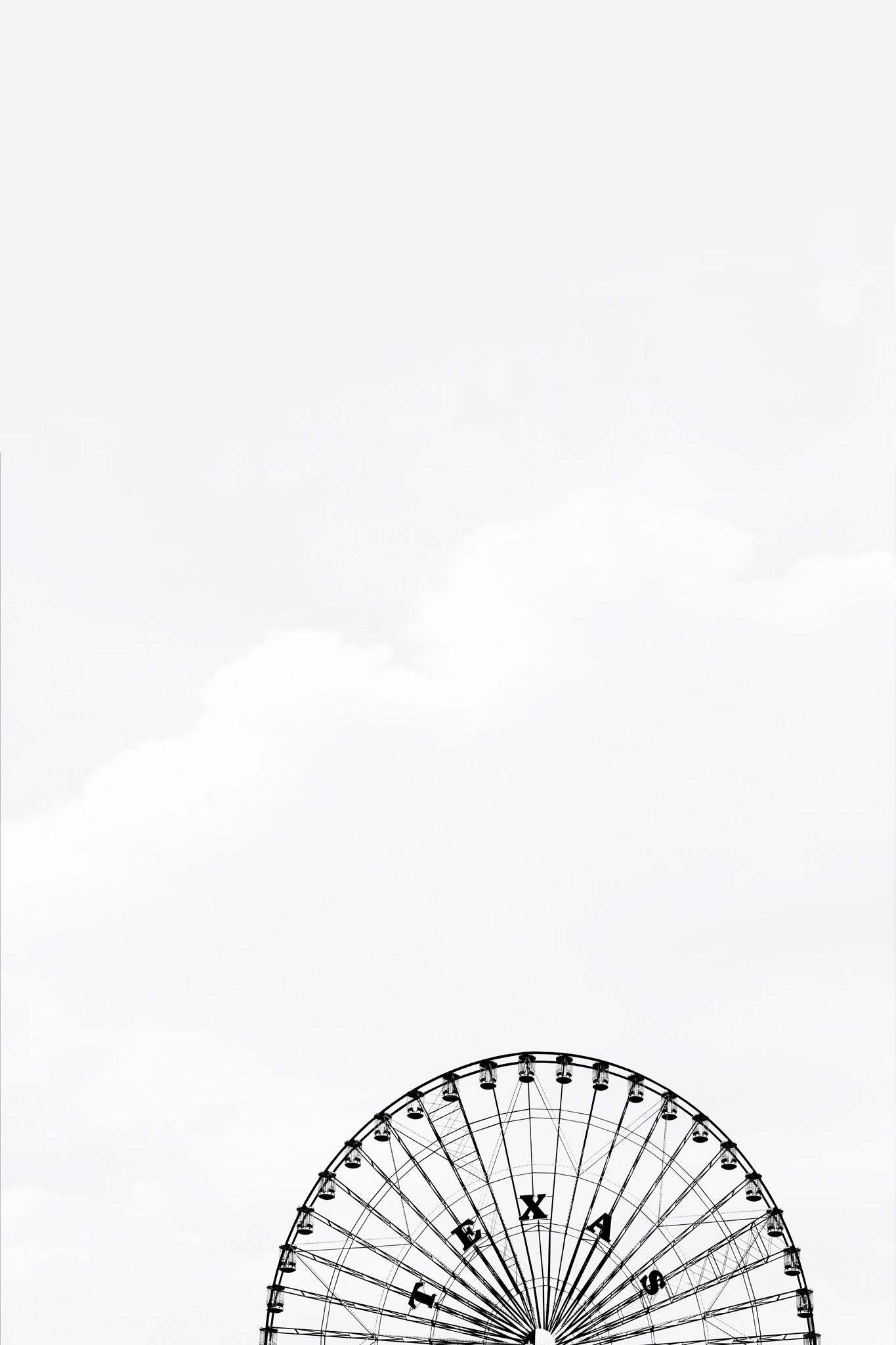 Texas State Fair Art Print black and white Ferris wheel illustration by Betsy Crum on cotton rag paper