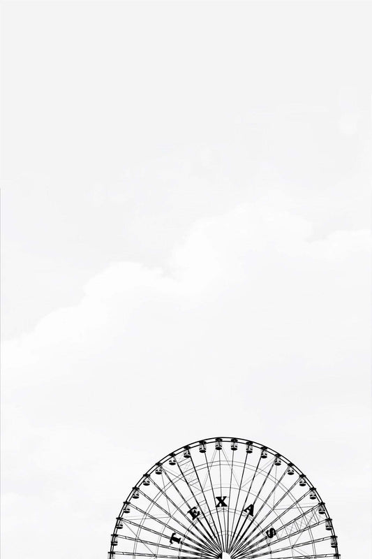 Texas State Fair Art Print black and white Ferris wheel illustration by Betsy Crum on cotton rag paper