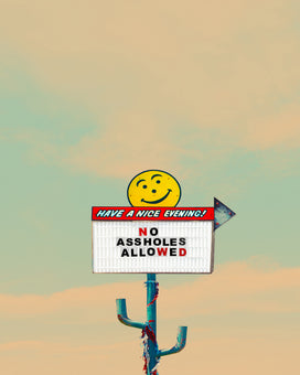 Vintage western office sign under a wide Texas sky — funny western wall art by Betsy Crum