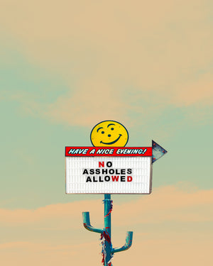 Big Texas Sky Prints — No Aholes Allowed Office Wall Art Texas Humor Print | Betsy Crum Art Crum Art
