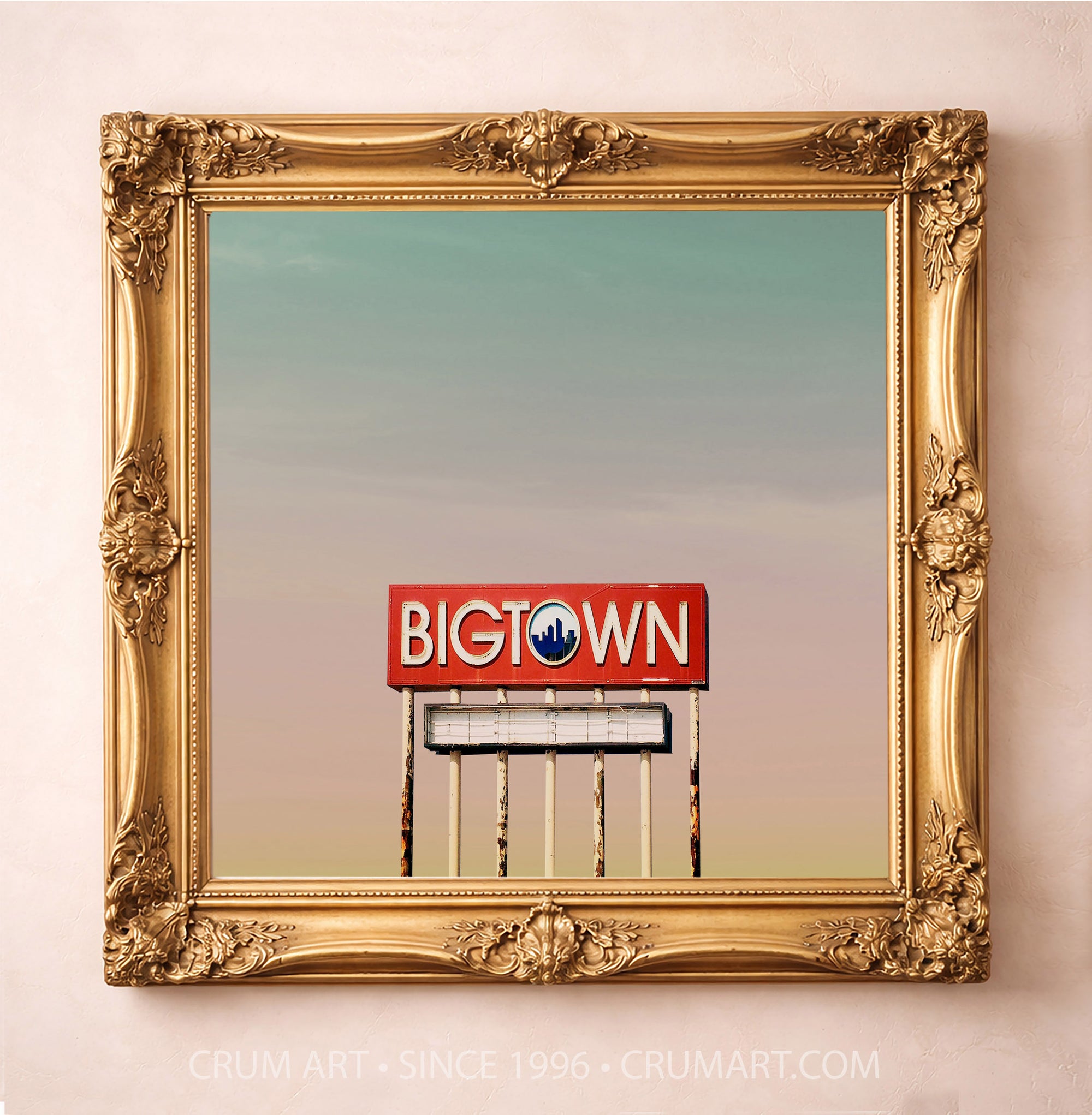 Dallas Art Prints & Gifts – Big Town Sign with Big Dallas Sky | Betsy Crum