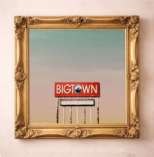 Dallas Art Prints & Gifts – Big Town Sign with Big Dallas Sky | Betsy Crum